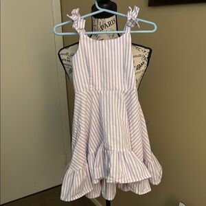 Little girl Striped Purple and White Ruffle Dress